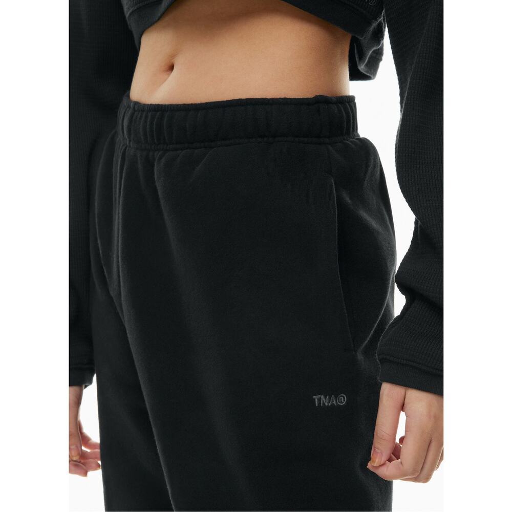 Aritzia TNA Cozy | Fleece Black Wide Leg Sweatpants Casual Loungewear Size XS